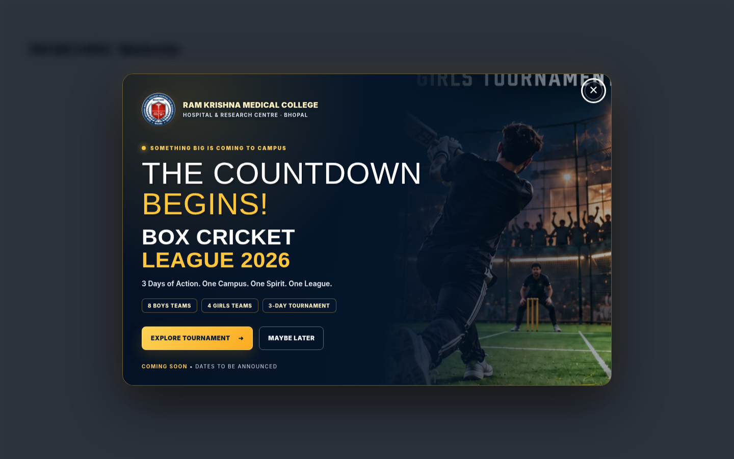 RKMCHRC Box Cricket League 2026